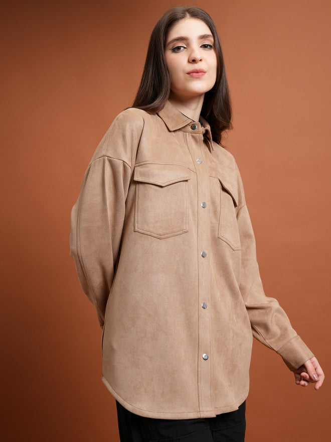 Tokyo Talkies Women Beige Open Front Jacket - Beige - Image 6