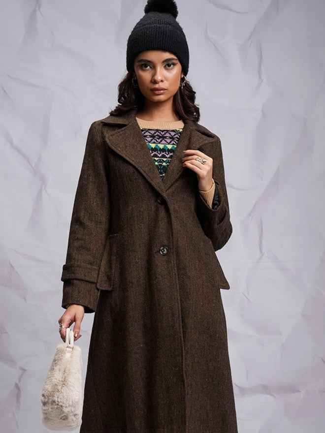 Tokyo Talkies Women Brown Open Front Jacket - Brown - Image 1