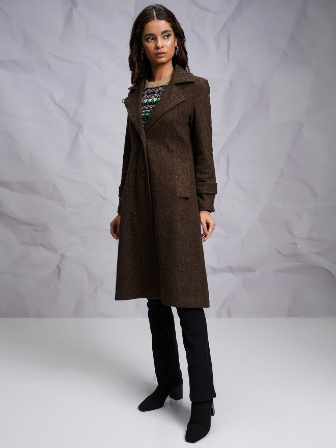 Tokyo Talkies Women Brown Open Front Jacket - Brown - Image 2