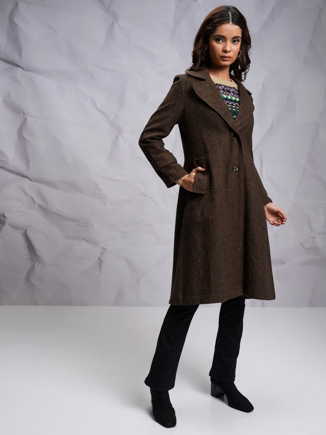 Tokyo Talkies Women Brown Open Front Jacket - Brown - Image 4