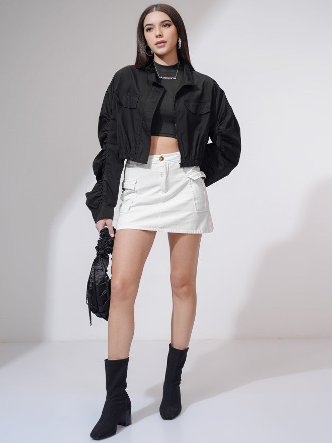 Tokyo Talkies Women Black Open Front Jacket - Black - Image 2