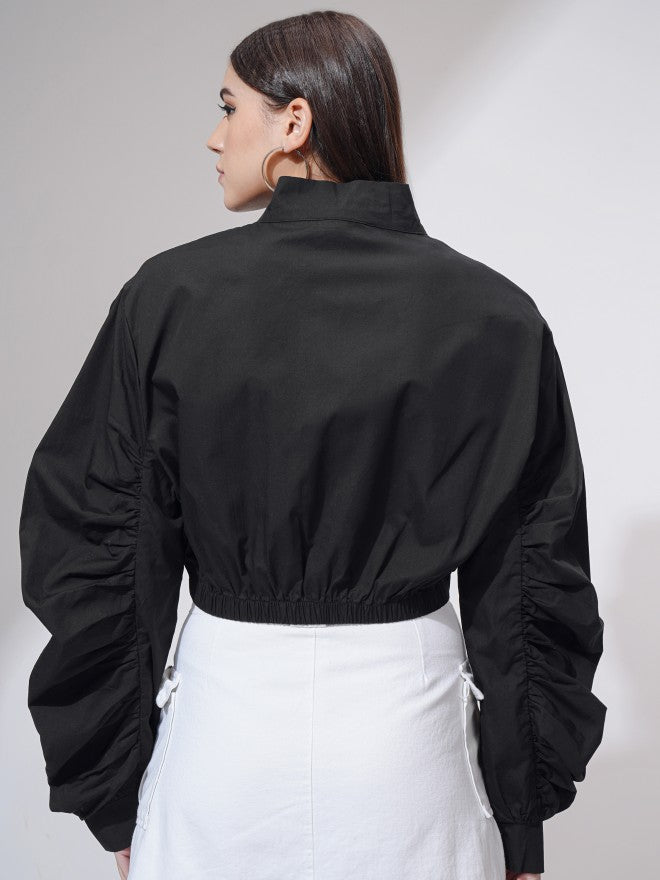 Tokyo Talkies Women Black Open Front Jacket - Black - Image 3