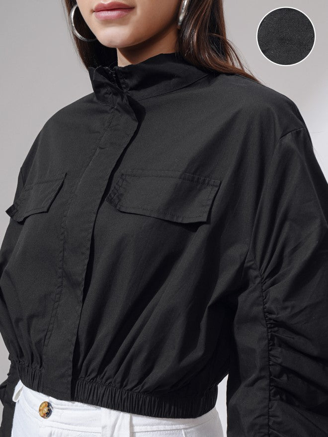 Tokyo Talkies Women Black Open Front Jacket - Black - Image 5