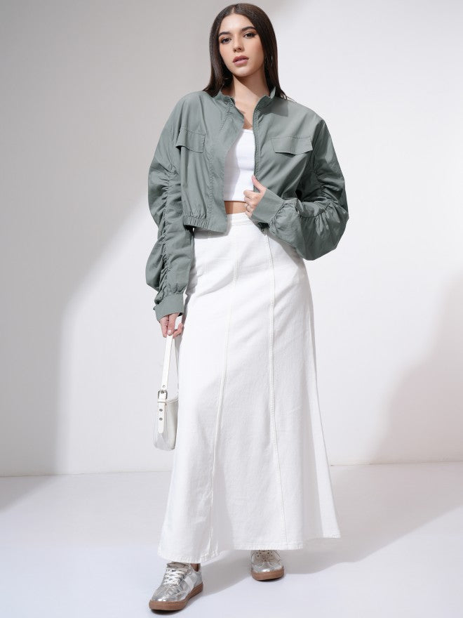 Tokyo Talkies Women Grey Open Front Jacket - Grey - Image 2