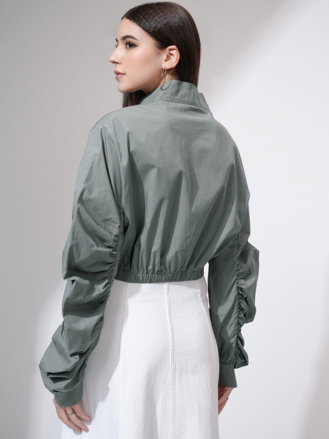 Tokyo Talkies Women Grey Open Front Jacket - Grey - Image 3