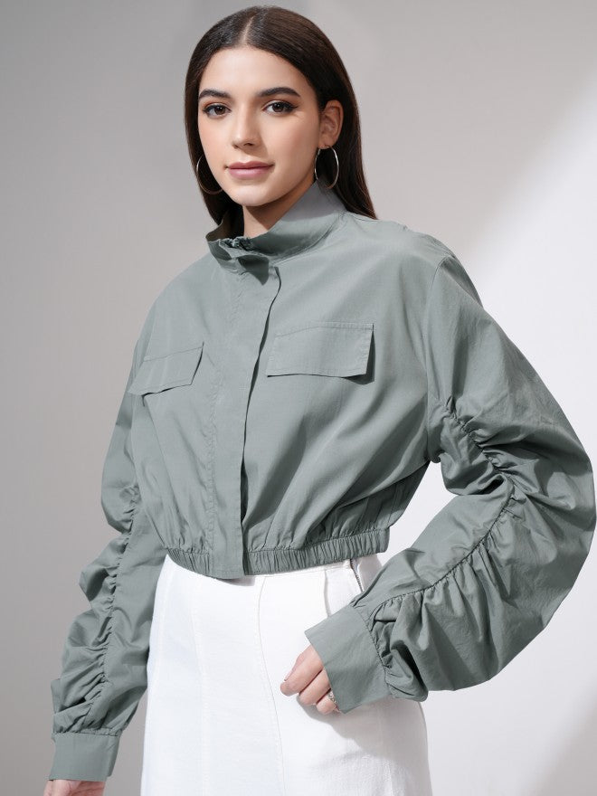 Tokyo Talkies Women Grey Open Front Jacket - Grey - Image 4