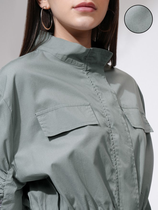 Tokyo Talkies Women Grey Open Front Jacket - Grey - Image 5
