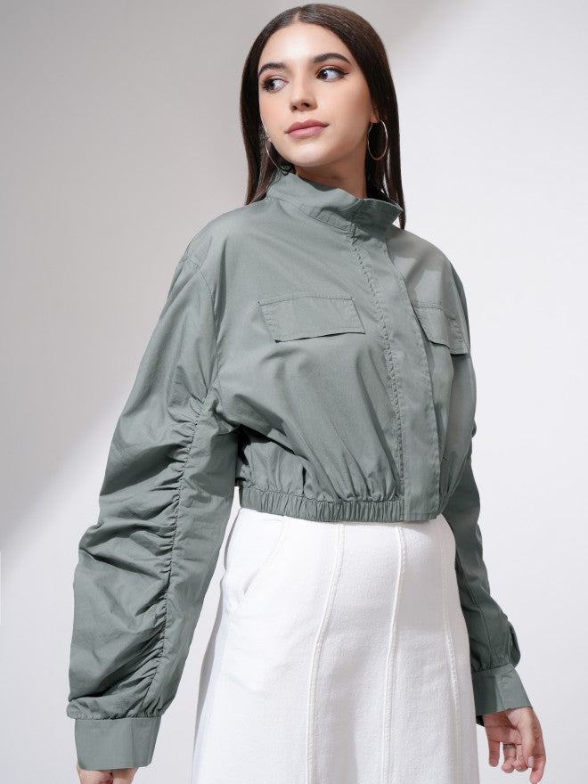Tokyo Talkies Women Grey Open Front Jacket - Grey - Image 6