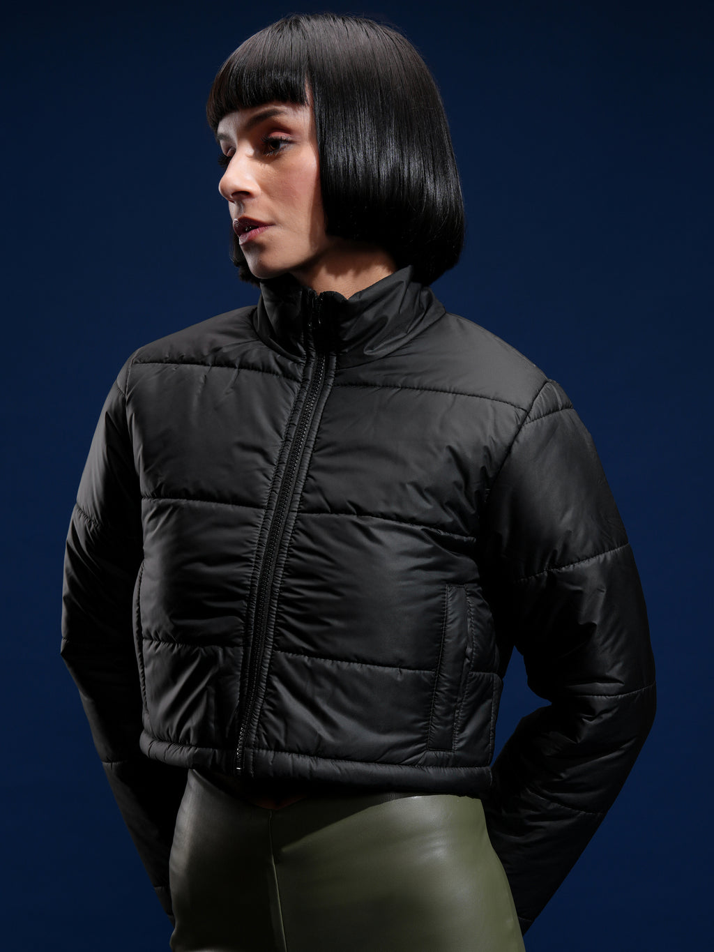 Tokyo Talkies Women Black Puffer Jacket - Black - Image 4