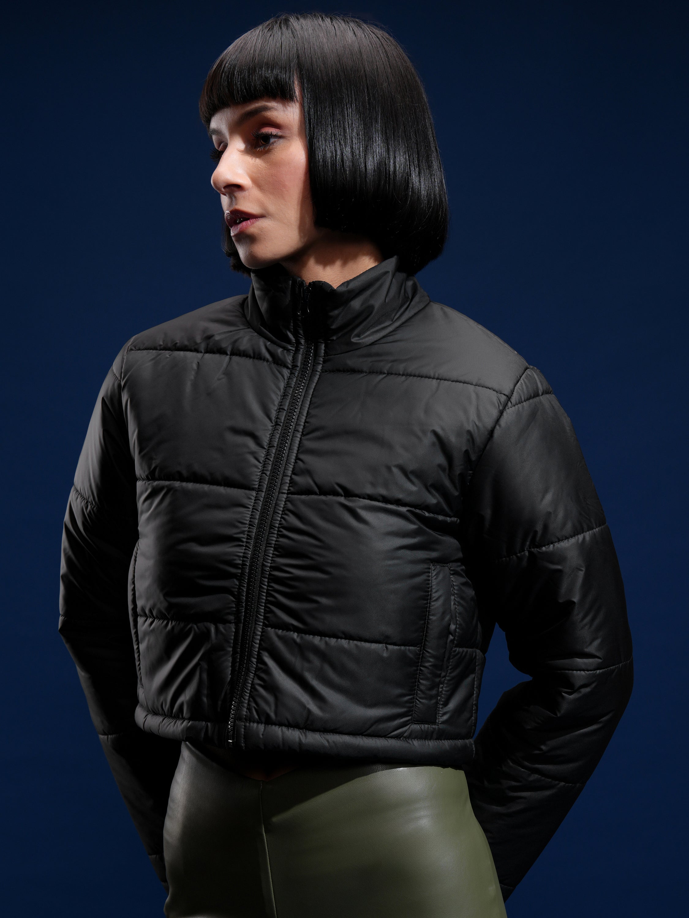 Tokyo Talkies Women Black Puffer Jacket - Black - Image 4