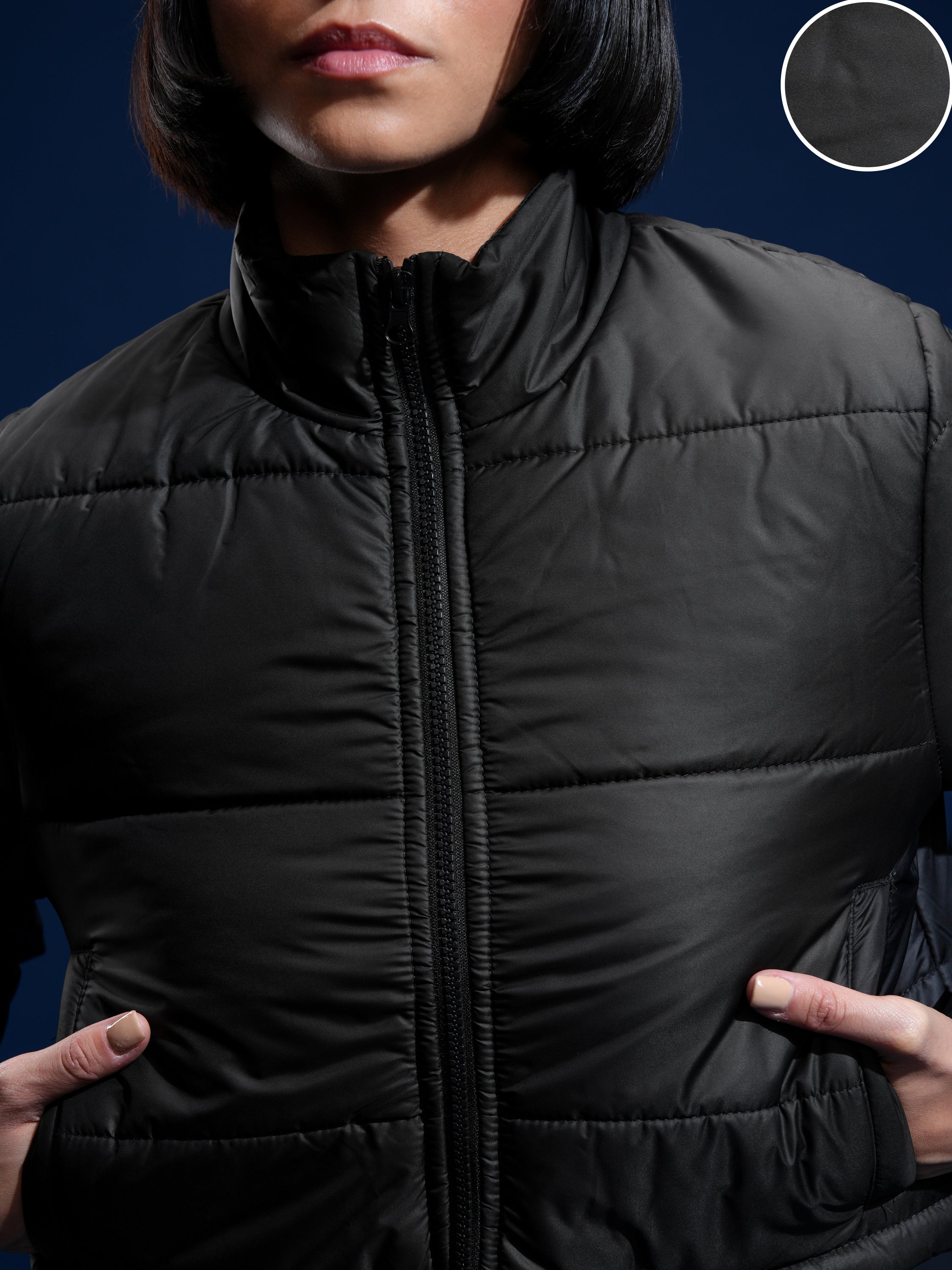 Tokyo Talkies Women Black Puffer Jacket - Black - Image 5