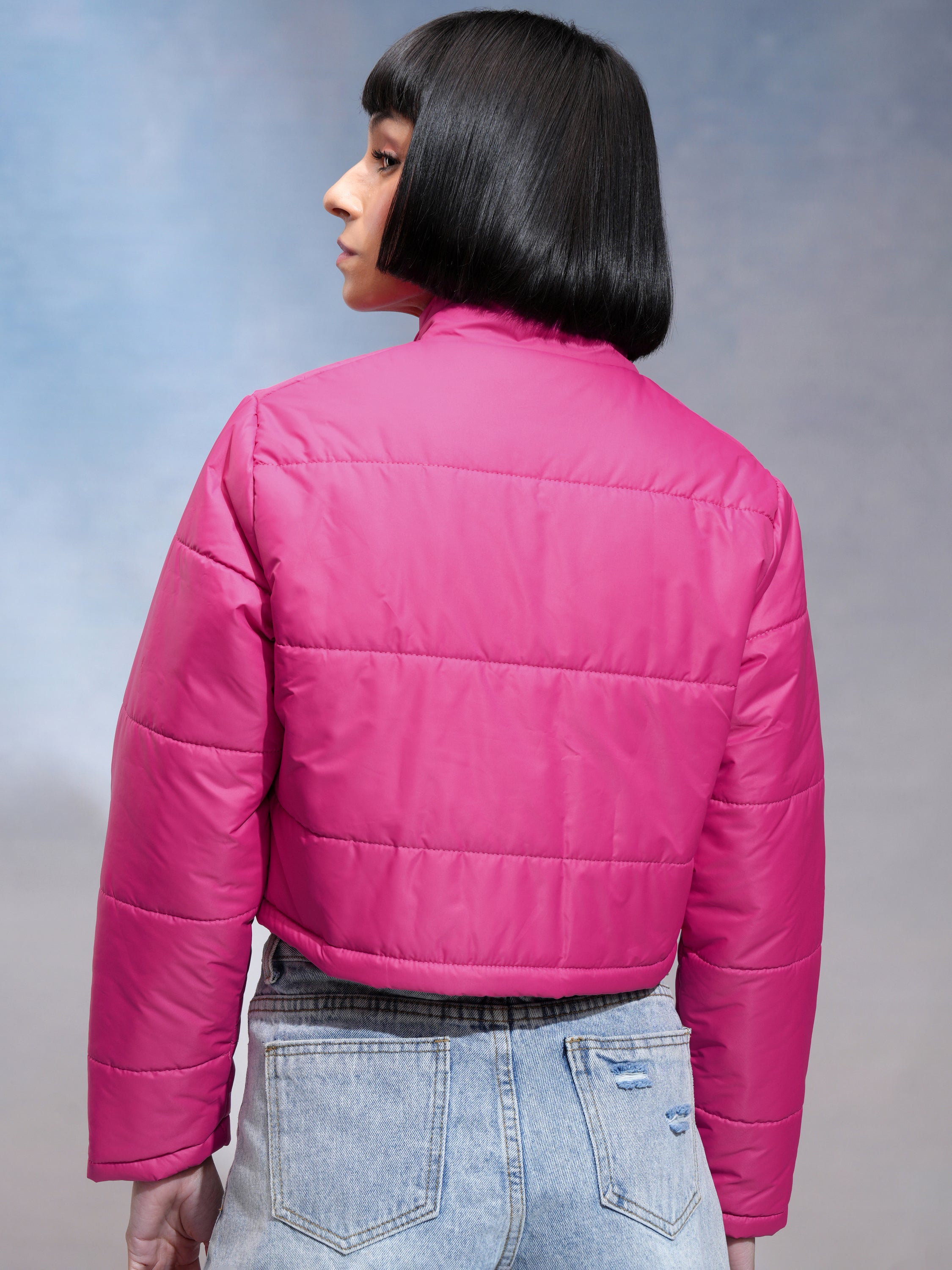 Tokyo Talkies Women Pink Puffer Jacket - Pink - Image 3