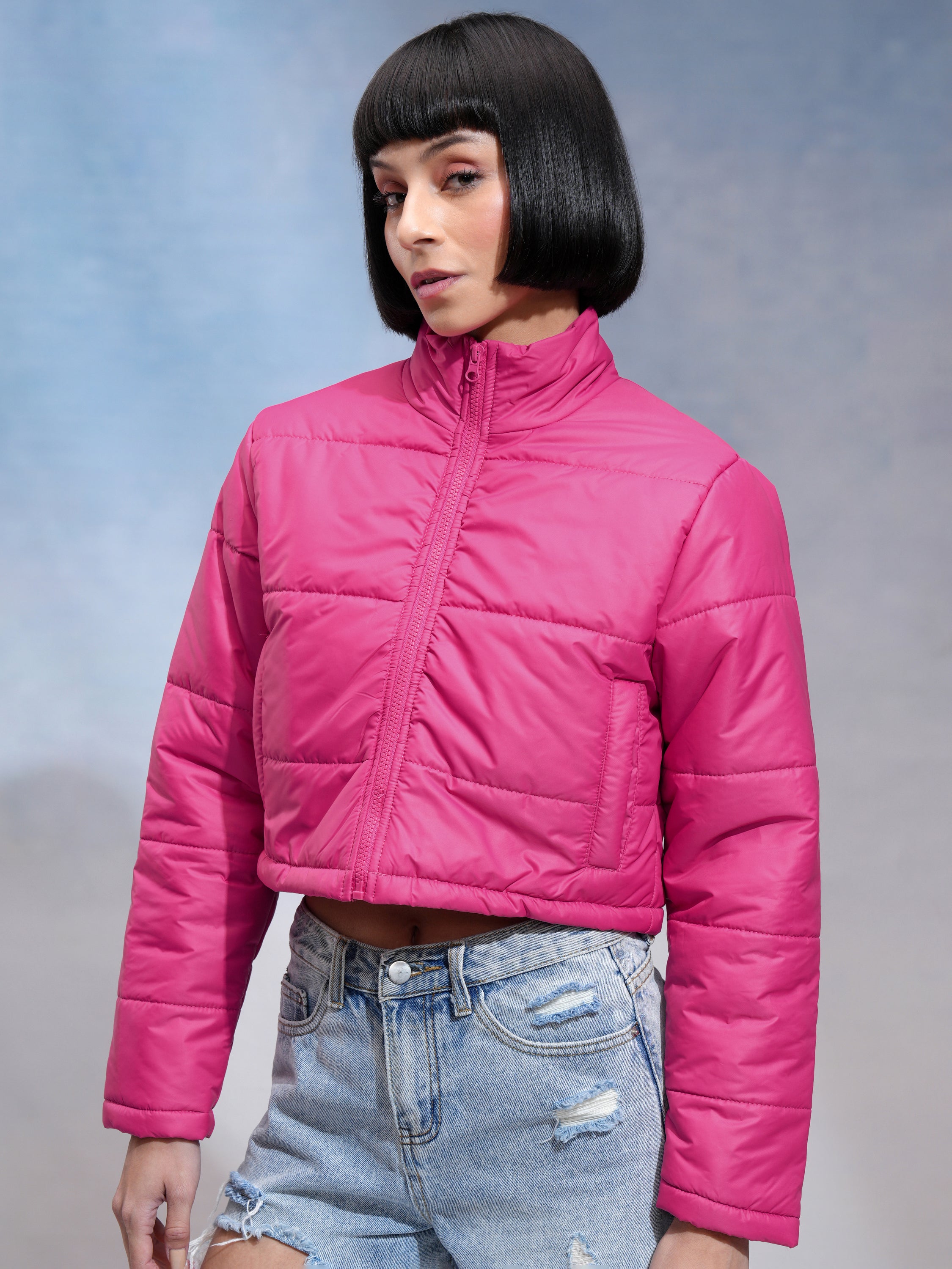 Tokyo Talkies Women Pink Puffer Jacket - Pink - Image 4