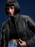 Tokyo Talkies Women Black Puffer Jacket - Black - Image 1