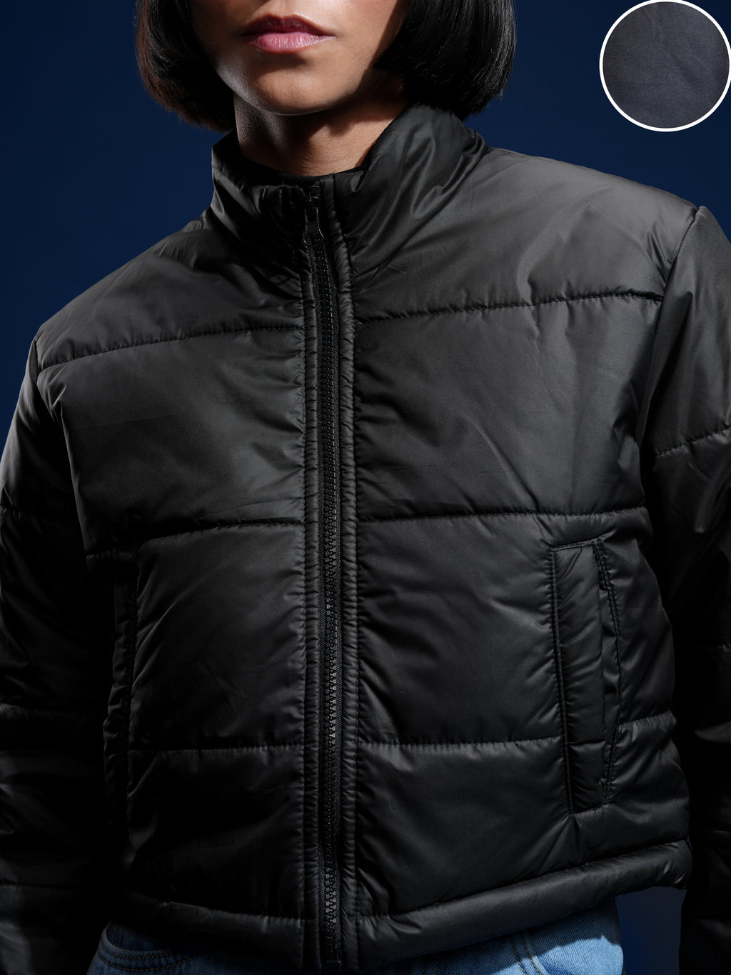 Tokyo Talkies Women Black Puffer Jacket - Black - Image 5
