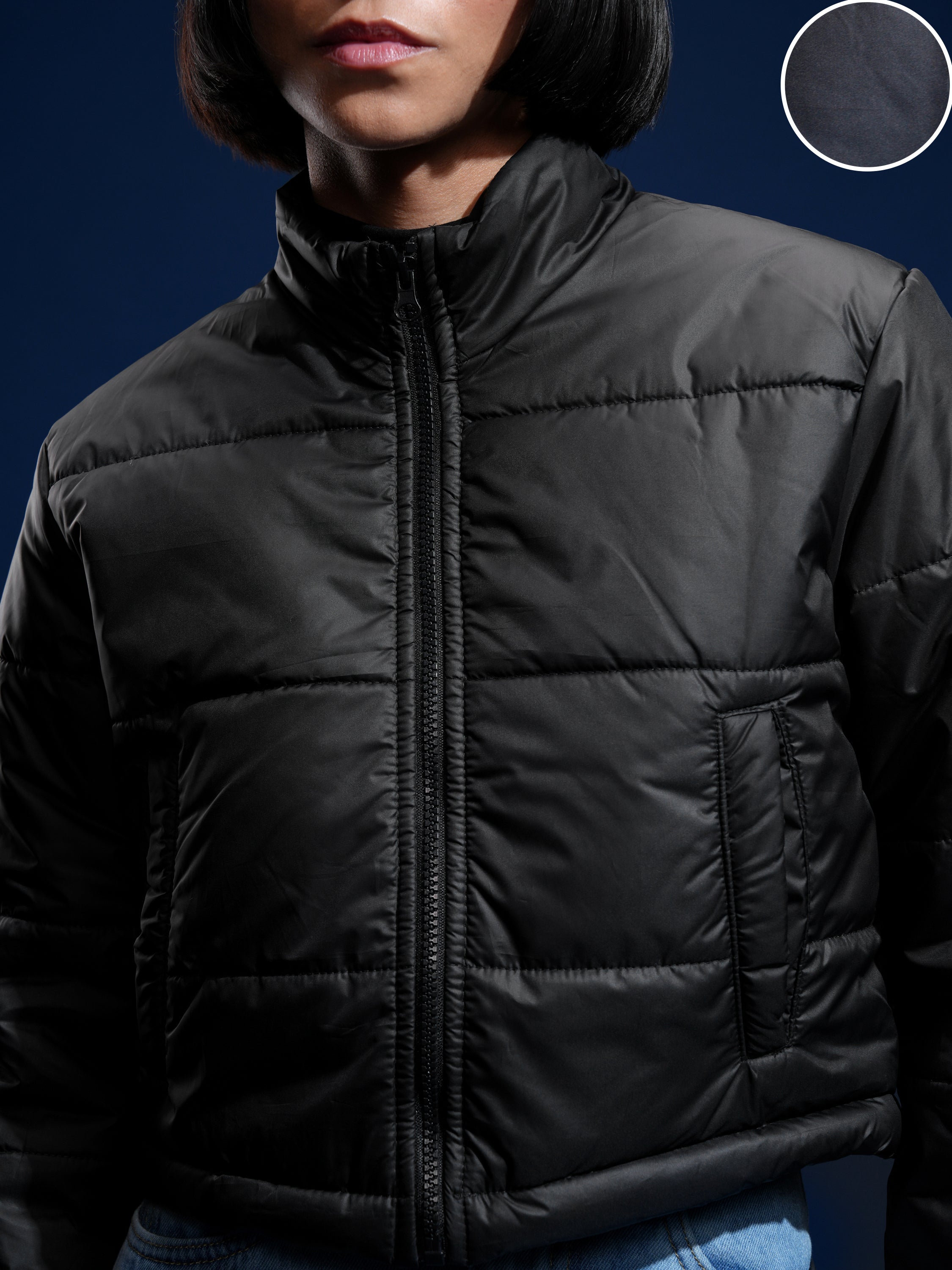 Tokyo Talkies Women Black Puffer Jacket - Black - Image 5