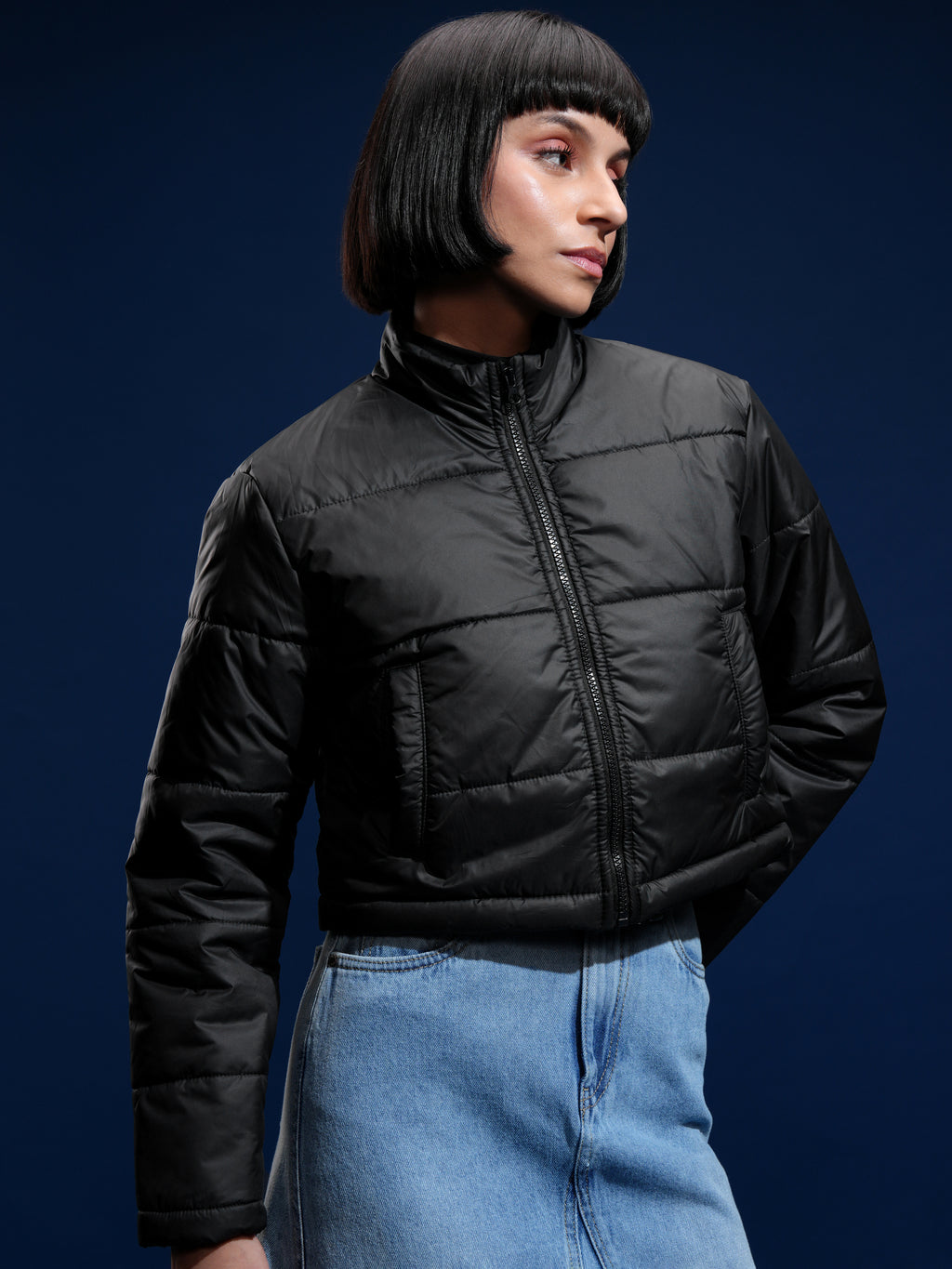 Tokyo Talkies Women Black Puffer Jacket - Black - Image 6