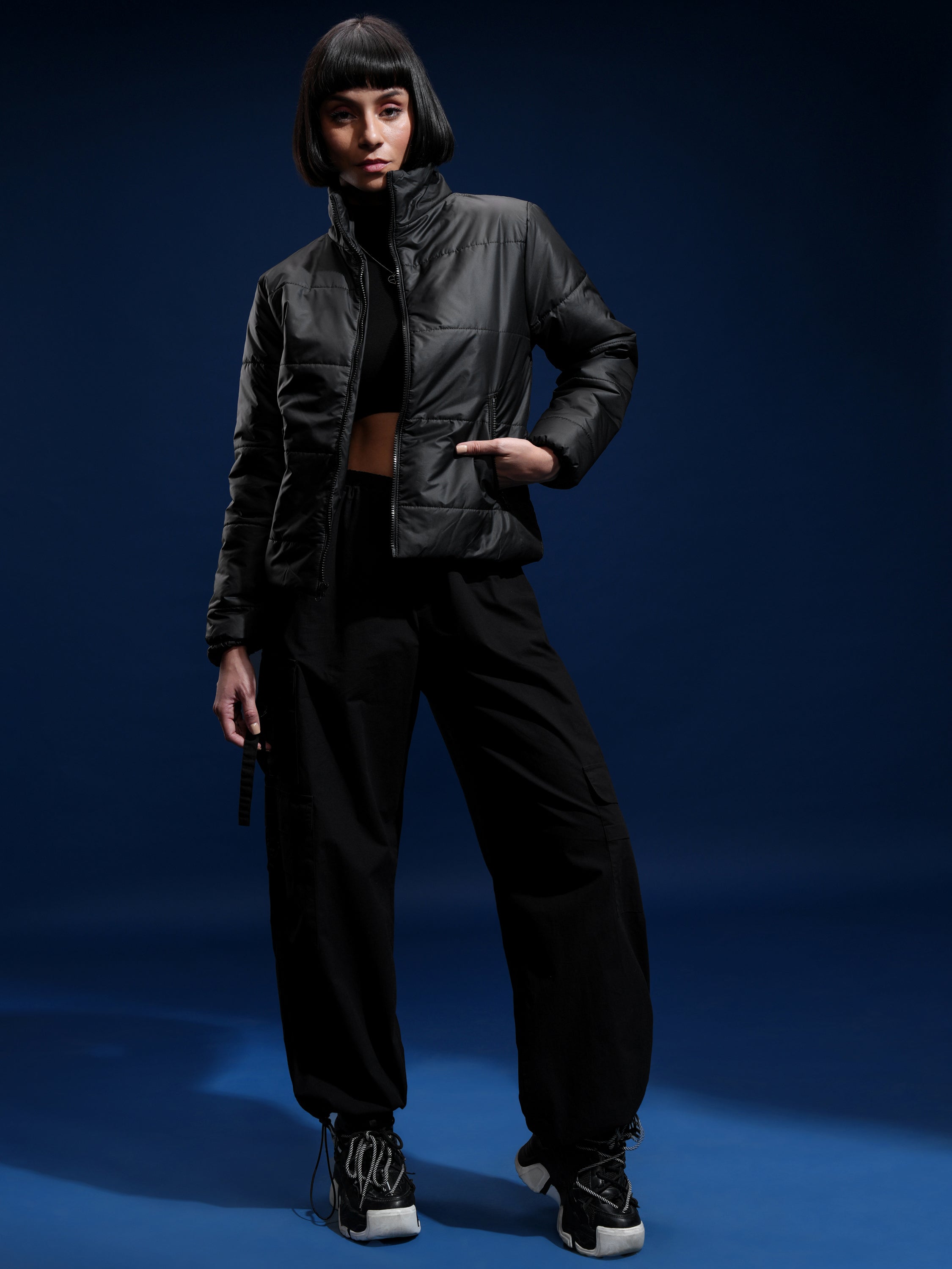Tokyo Talkies Women Black Puffer Jacket - Black - Image 2