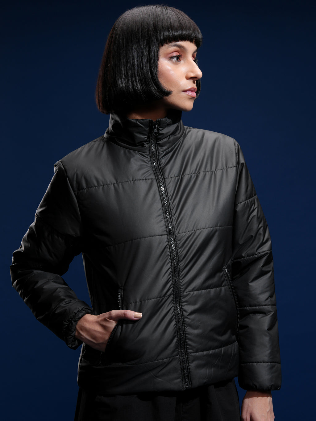 Tokyo Talkies Women Black Puffer Jacket - Black - Image 6