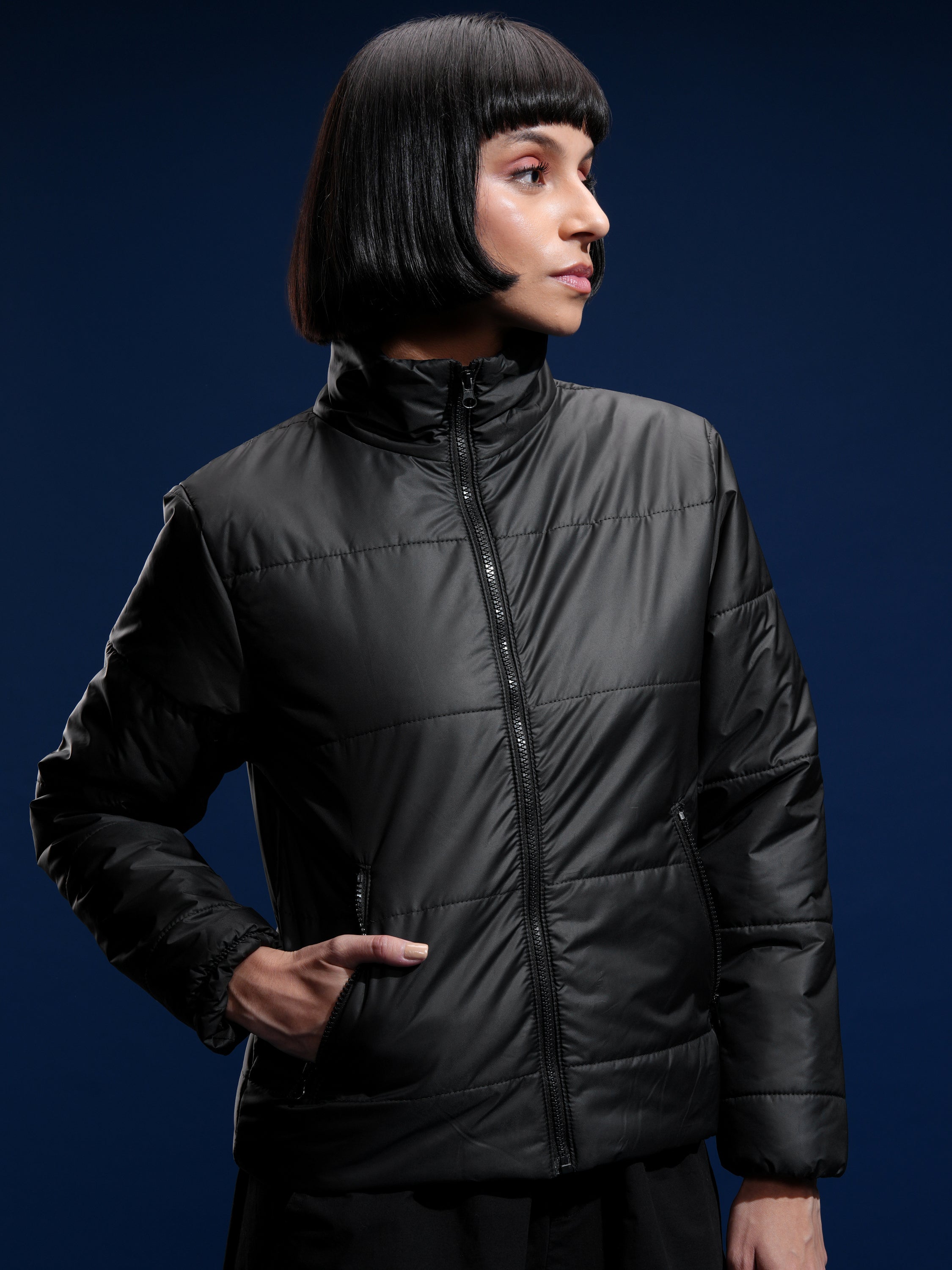 Tokyo Talkies Women Black Puffer Jacket - Black - Image 6