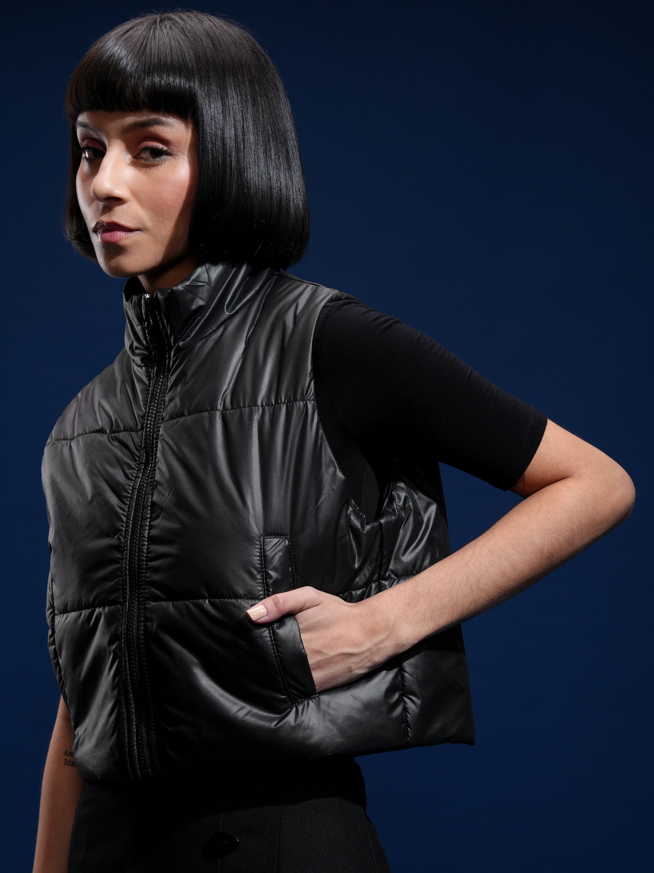 Tokyo Talkies Women Black Puffer Jacket - Black - Image 4