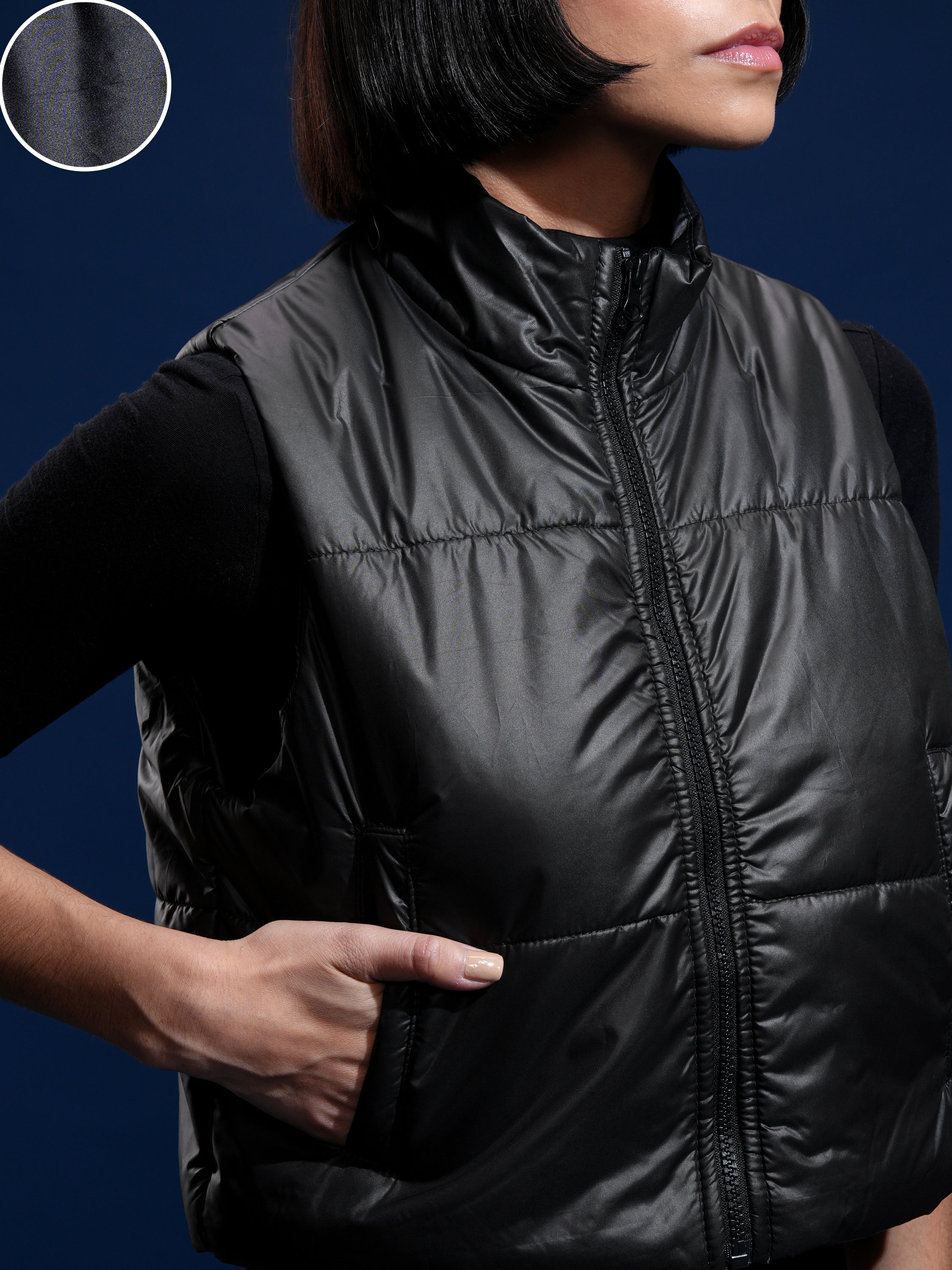 Tokyo Talkies Women Black Puffer Jacket - Black - Image 5