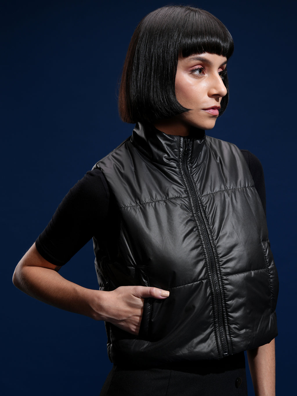 Tokyo Talkies Women Black Puffer Jacket - Black - Image 6