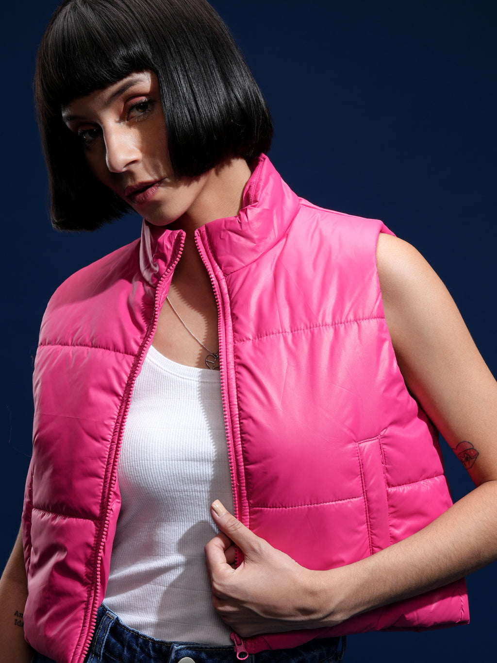 Tokyo Talkies Women Pink Puffer Jacket - Pink - Image 1