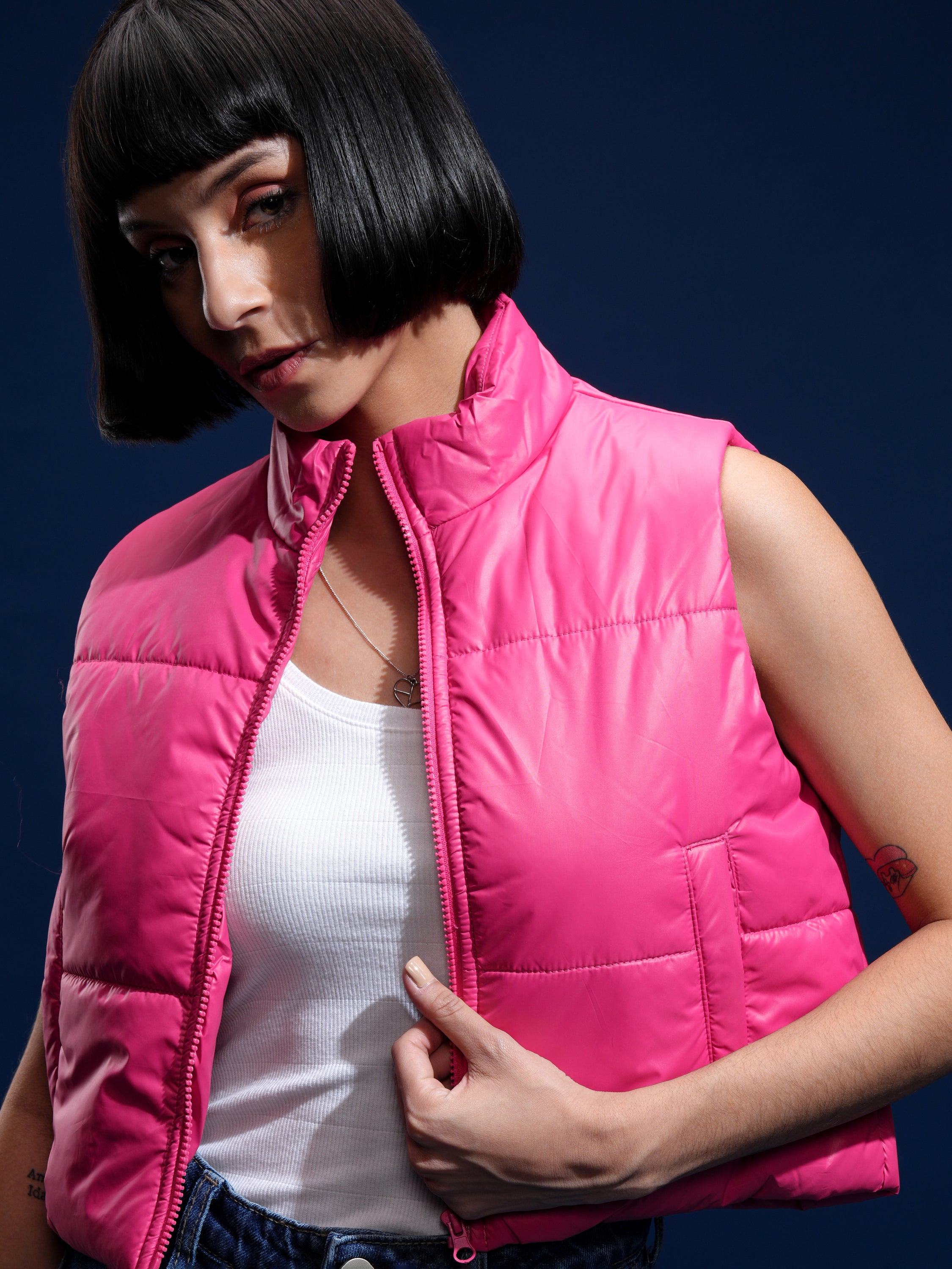 Tokyo Talkies Women Pink Puffer Jacket - Pink - Image 1