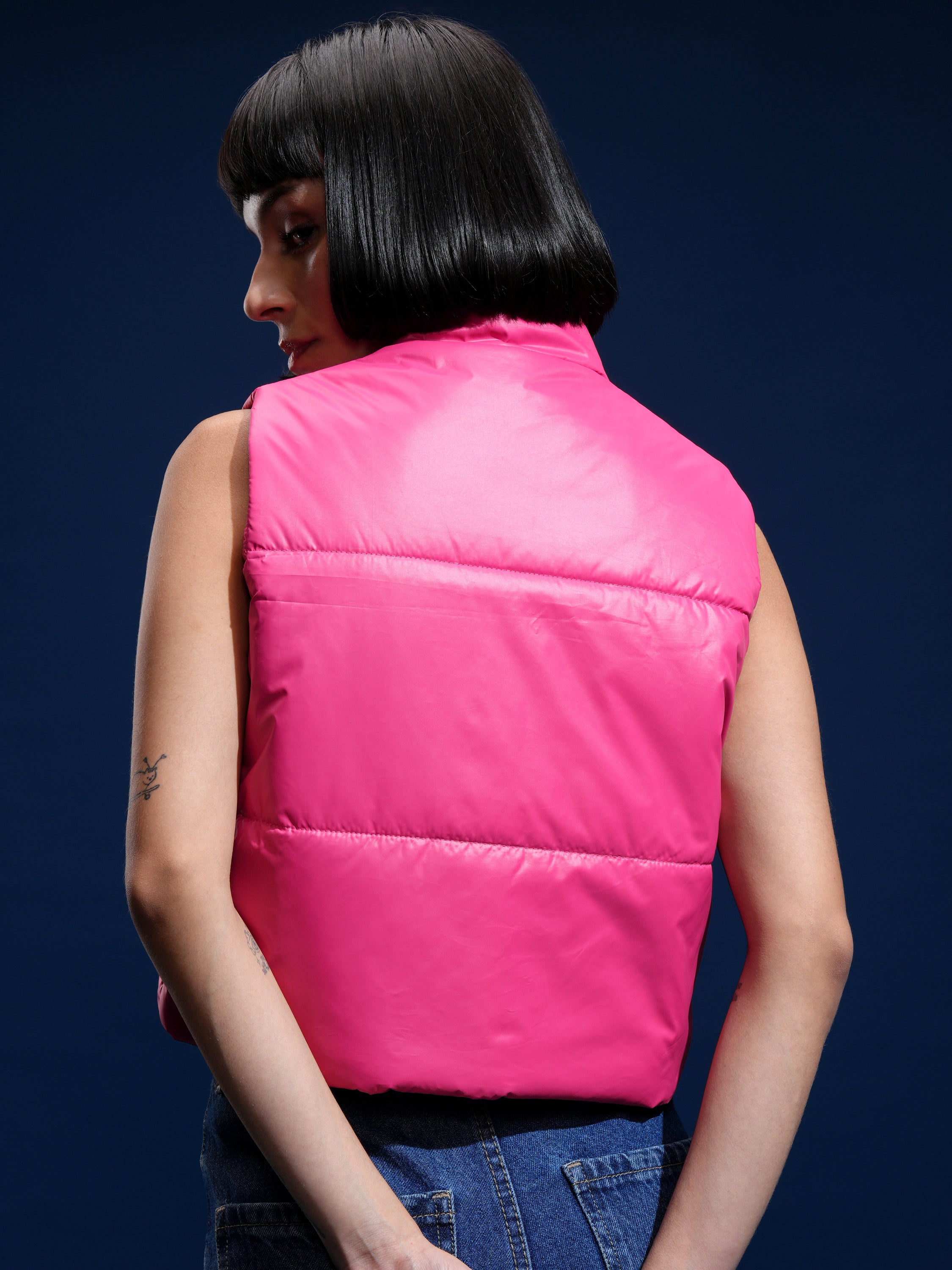 Tokyo Talkies Women Pink Puffer Jacket - Pink - Image 3