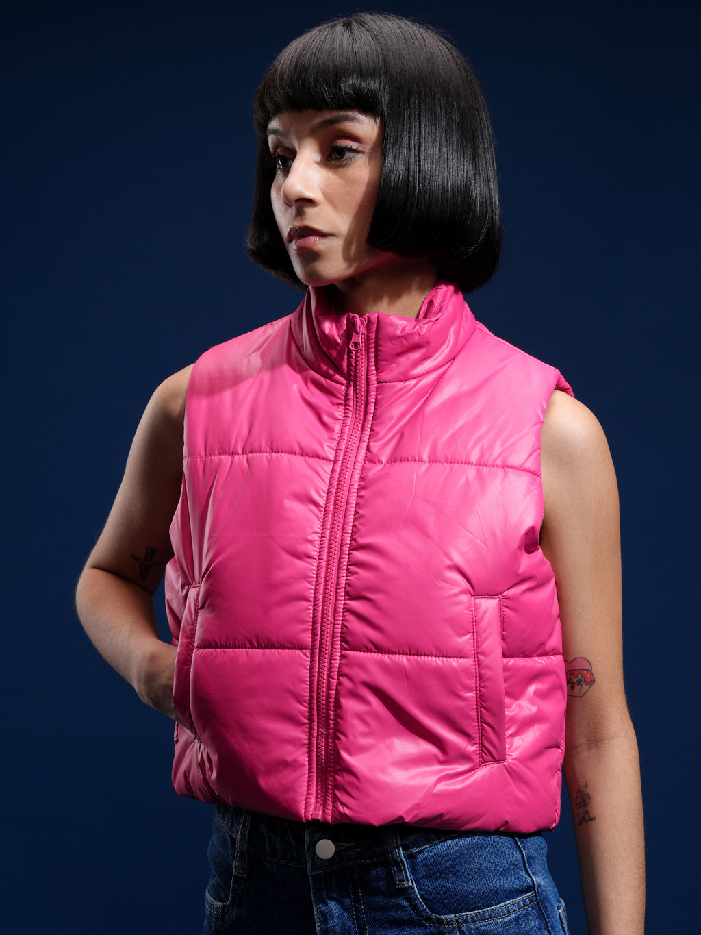 Tokyo Talkies Women Pink Puffer Jacket - Pink - Image 4