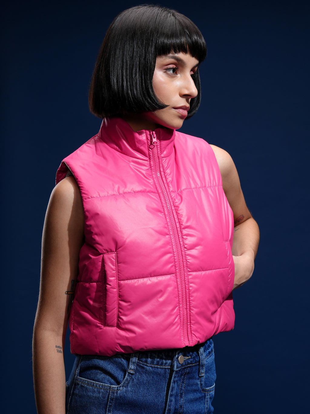 Tokyo Talkies Women Pink Puffer Jacket - Pink - Image 6