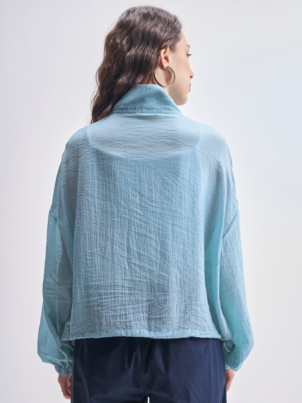 Tokyo Talkies Women Blue Open Front Jacket - Blue - Image 3
