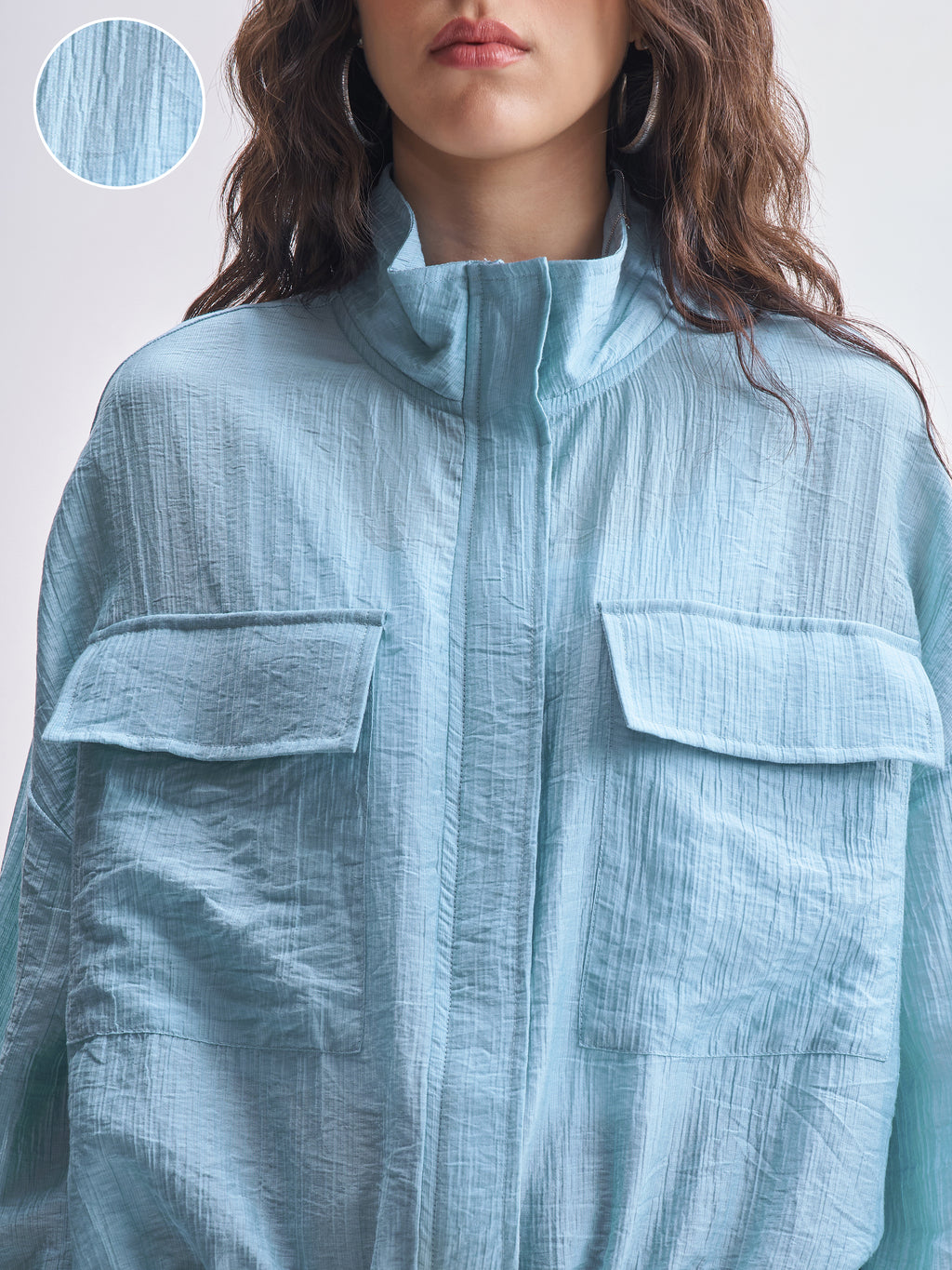 Tokyo Talkies Women Blue Open Front Jacket - Blue - Image 5