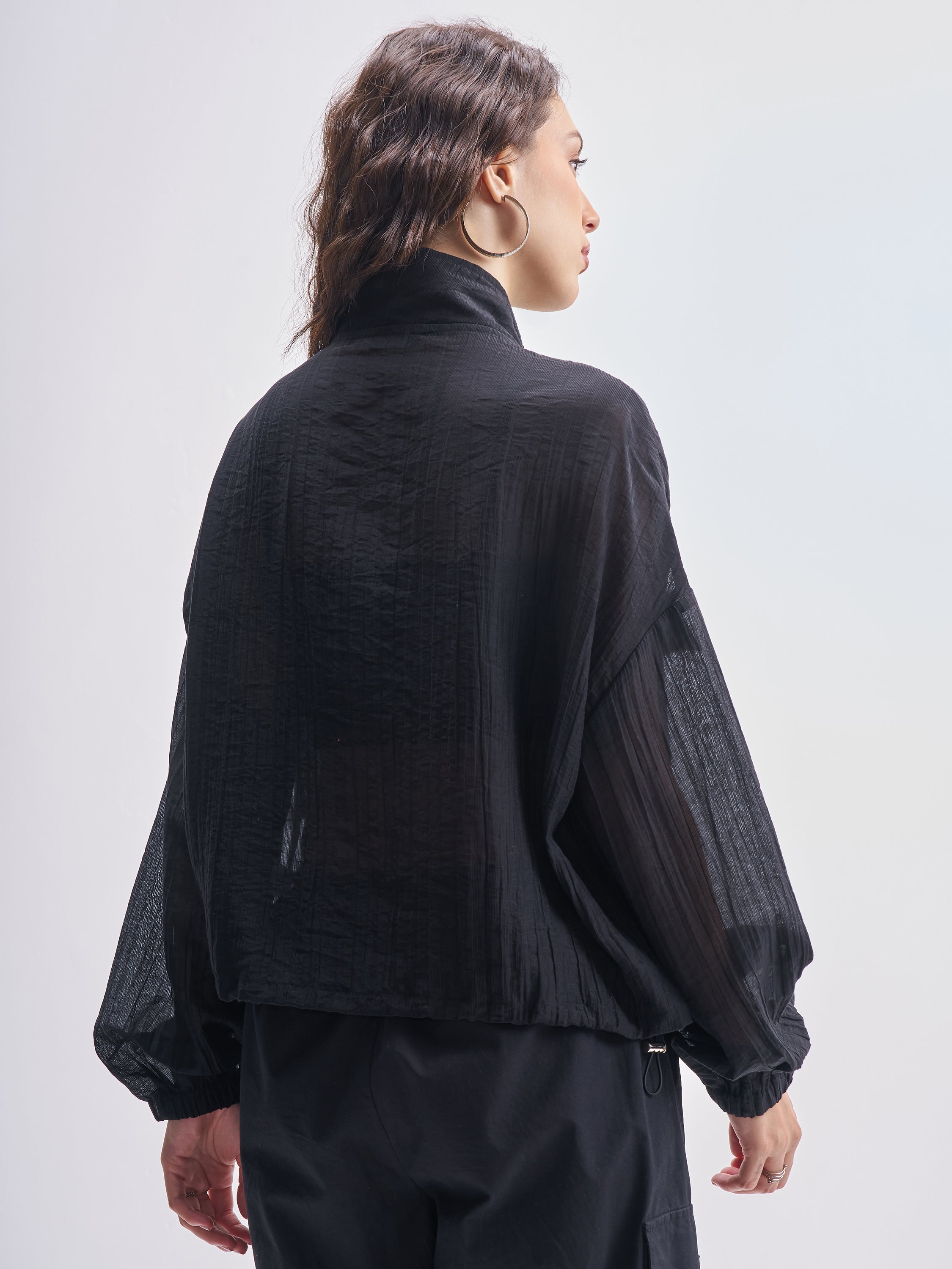 Tokyo Talkies Women Black Open Front Jacket - Black - Image 3