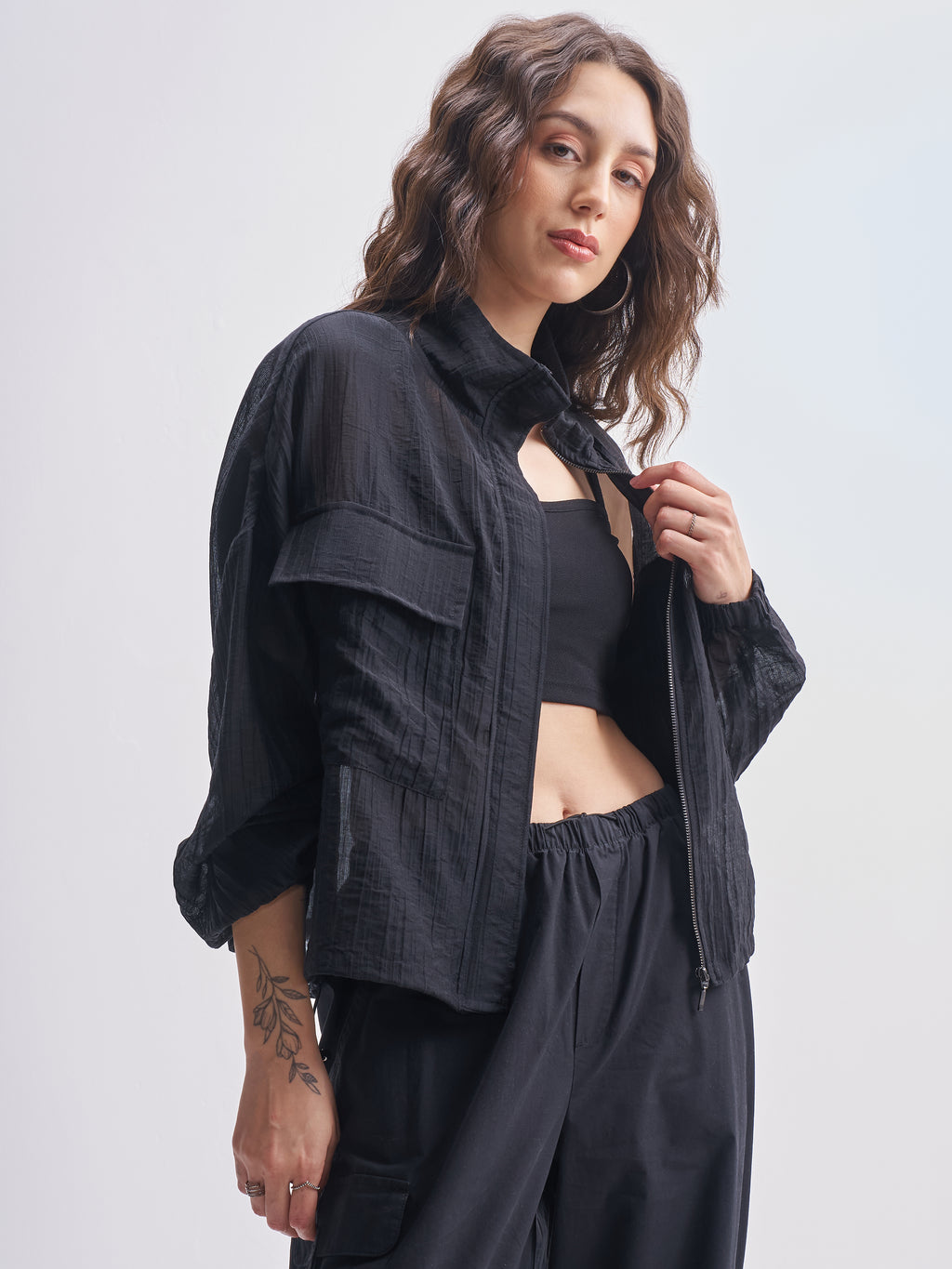 Tokyo Talkies Women Black Open Front Jacket - Black - Image 6
