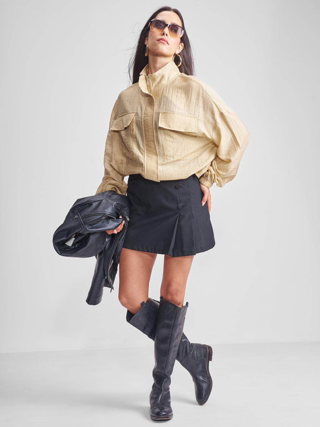 Tokyo Talkies Women Beige Open Front Jacket - Beige - Image 2
