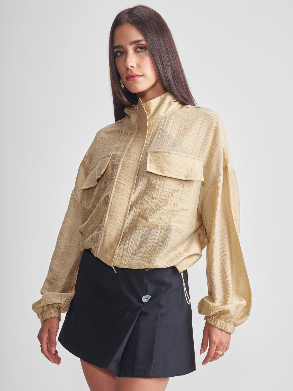 Tokyo Talkies Women Beige Open Front Jacket - Beige - Image 4