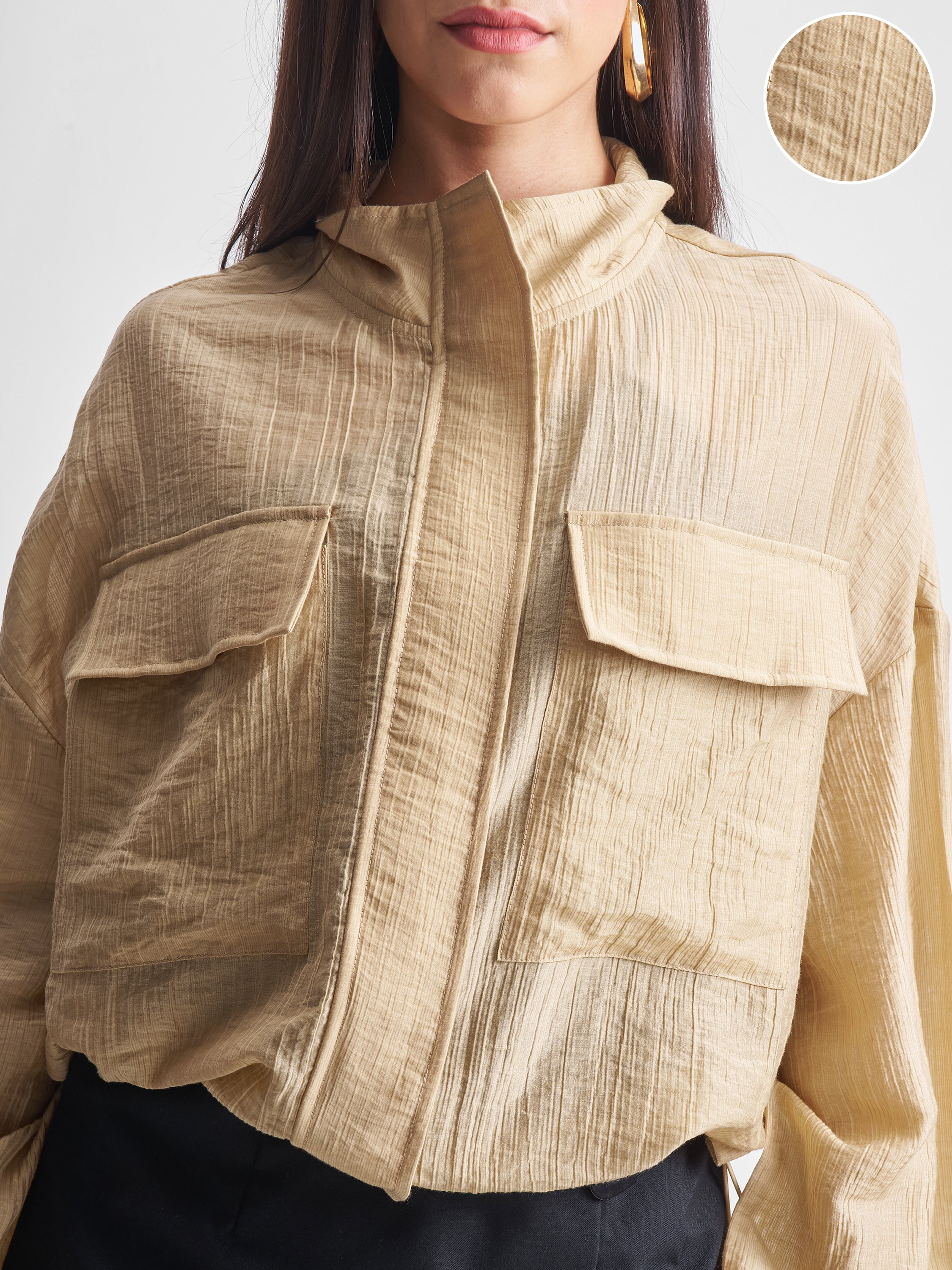 Tokyo Talkies Women Beige Open Front Jacket - Beige - Image 5