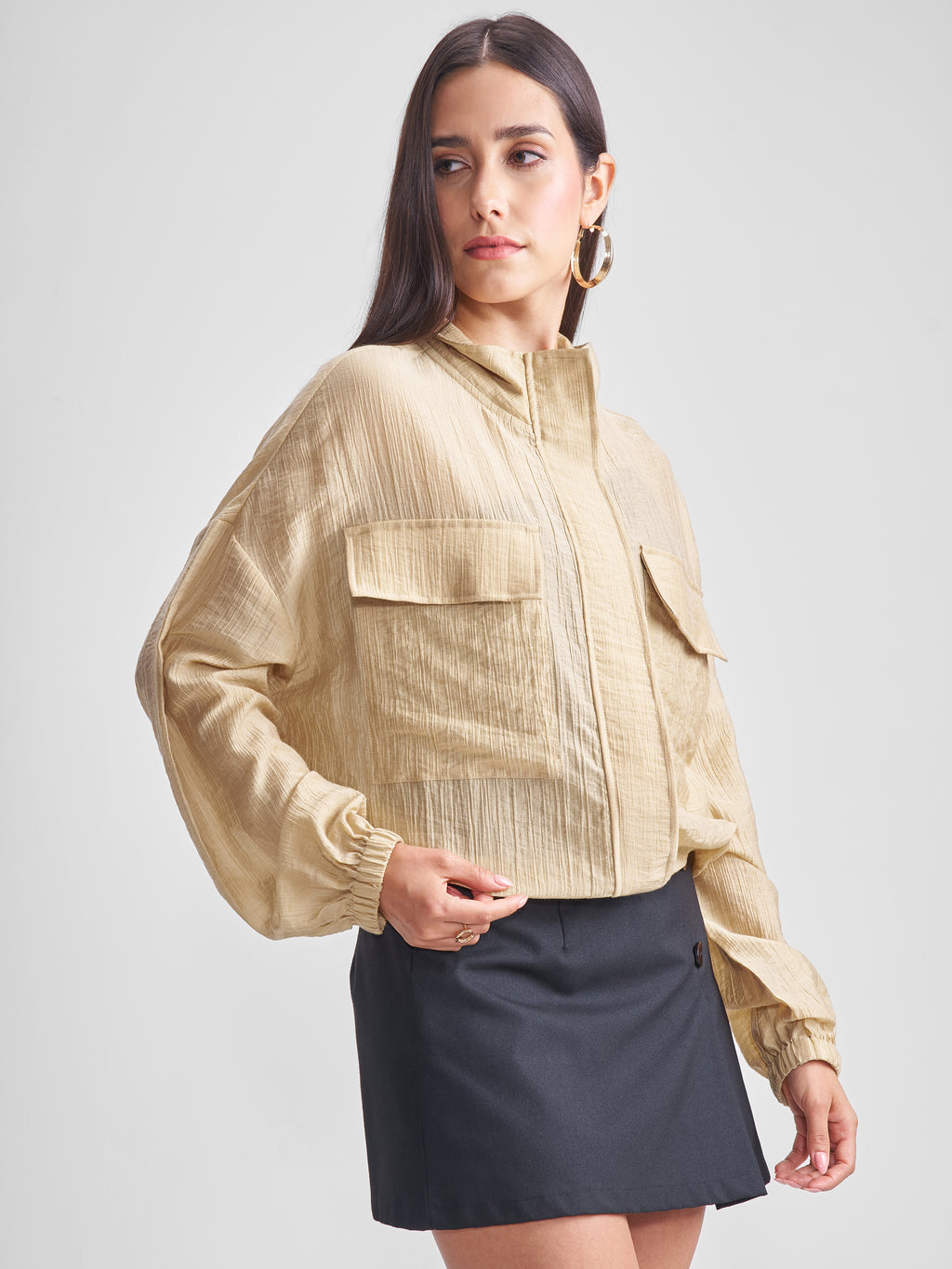 Tokyo Talkies Women Beige Open Front Jacket - Beige - Image 6