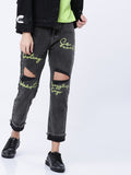 Tokyo Talkies Women Grey Boyfriend Fit Highly Distressed Jeans - Grey - Image 1