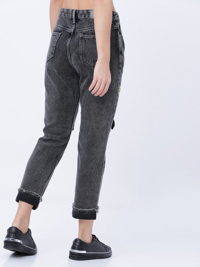 Tokyo Talkies Women Grey Boyfriend Fit Highly Distressed Jeans - Grey - Image 3