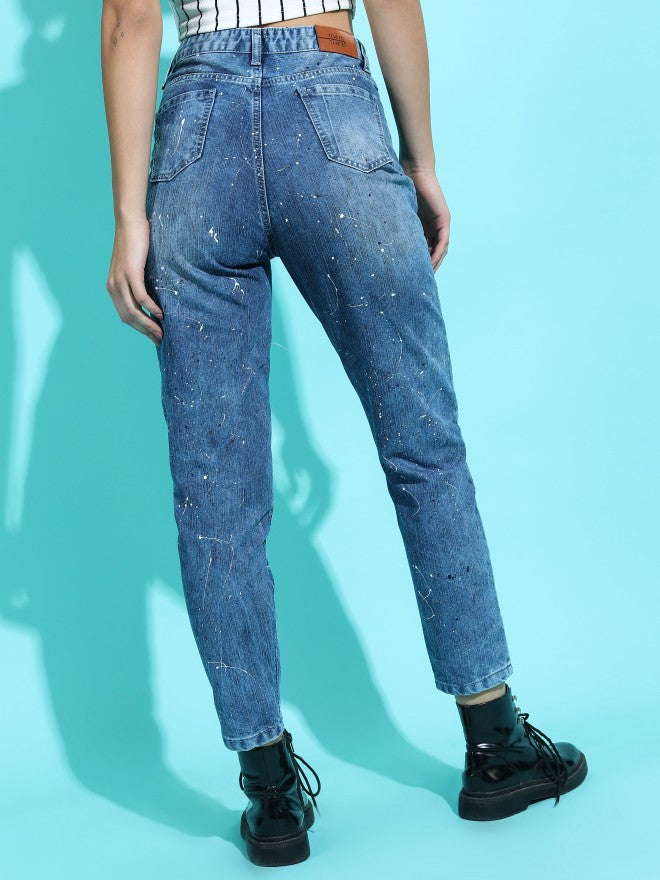 Tokyo Talkies Women Blue Mom Fit Highly Distressed Jeans - Blue - Image 3