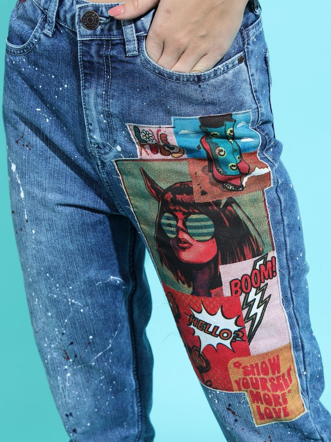 Tokyo Talkies Women Blue Mom Fit Highly Distressed Jeans - Blue - Image 4