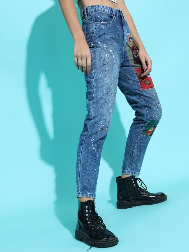 Tokyo Talkies Women Blue Mom Fit Highly Distressed Jeans - Blue - Image 6