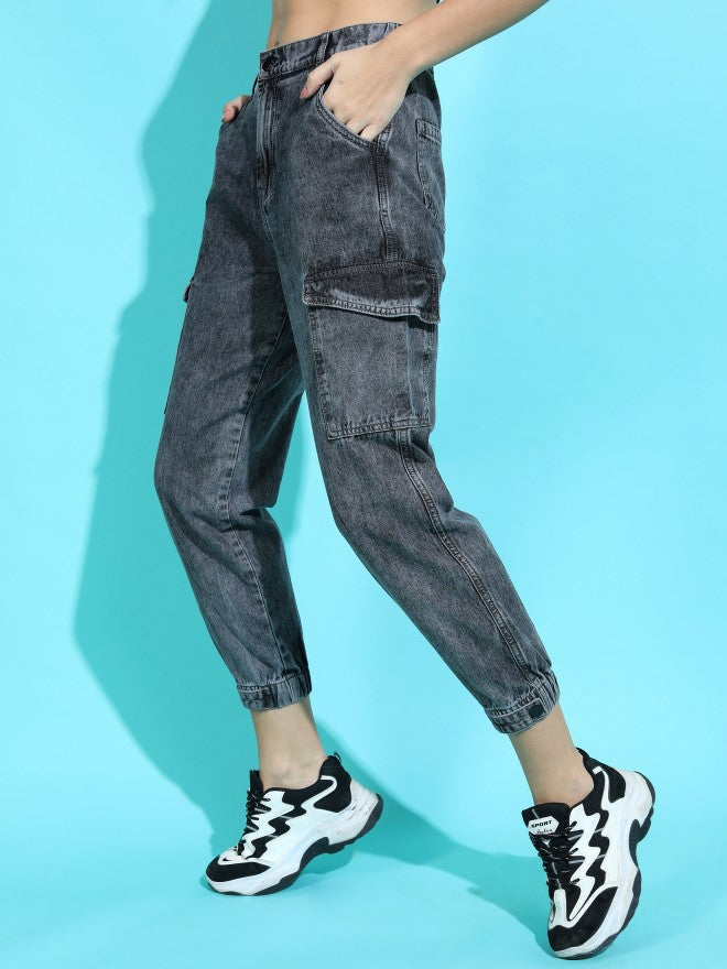 Tokyo Talkies Women Grey Jogger Jeans - Grey - Image 6