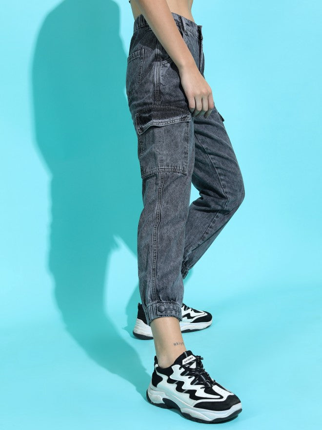 Tokyo Talkies Women Grey Jogger Jeans - Grey - Image 7