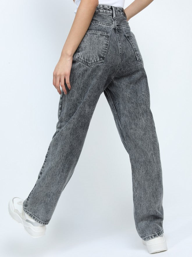 Tokyo Talkies Women Light Grey Straight Fit Jeans - Grey - Image 3