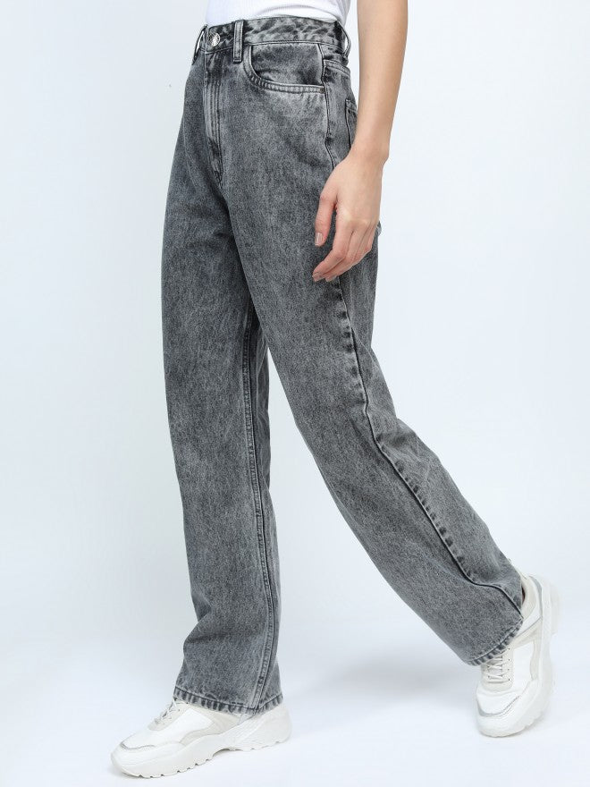Tokyo Talkies Women Light Grey Straight Fit Jeans - Grey - Image 4