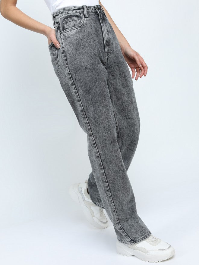 Tokyo Talkies Women Light Grey Straight Fit Jeans - Grey - Image 6
